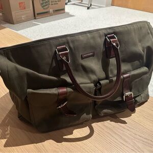 Stylish Olive Canvas Weekender Garment Bag with Leather Details